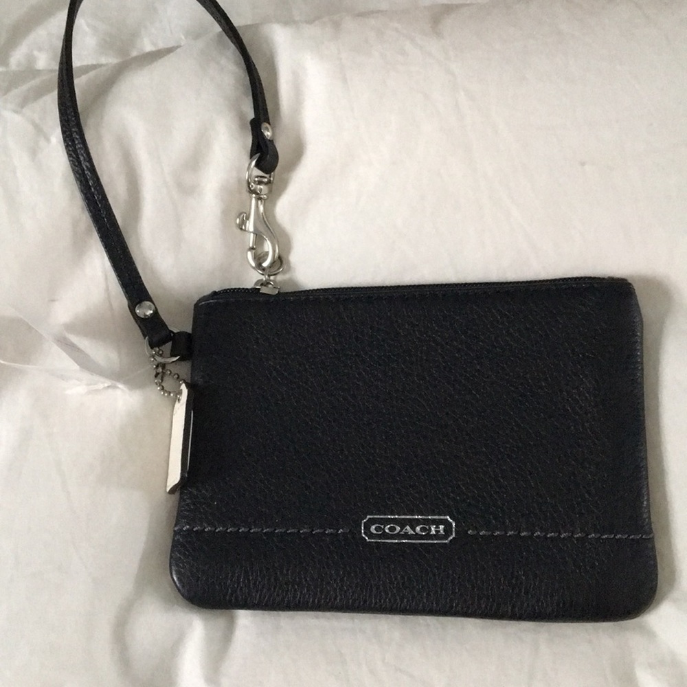 Black leather Coach wristlet. New!